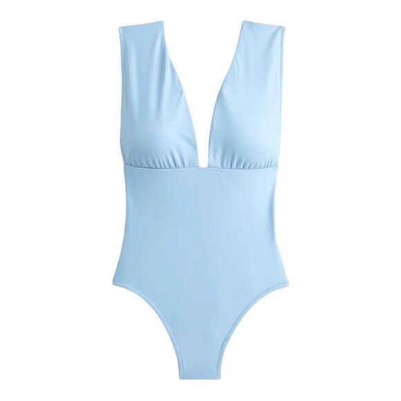 J Crew Swimsuit Size 24 V Neck One Piece Blue - Picture 1 of 7